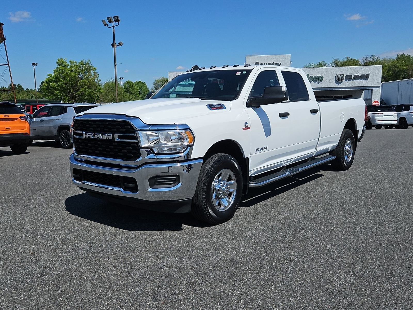 2022 RAM 3500 Tradesman in White — front three-quarter view
