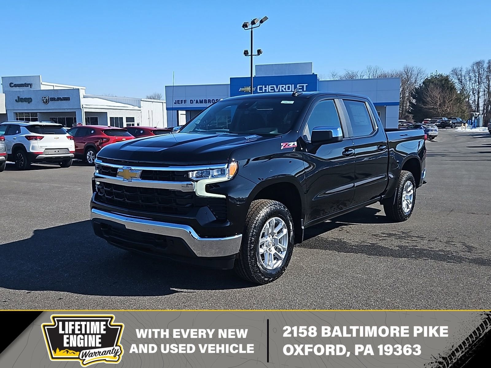 2026 Chevrolet Silverado 1500 LT in Black — front three-quarter view