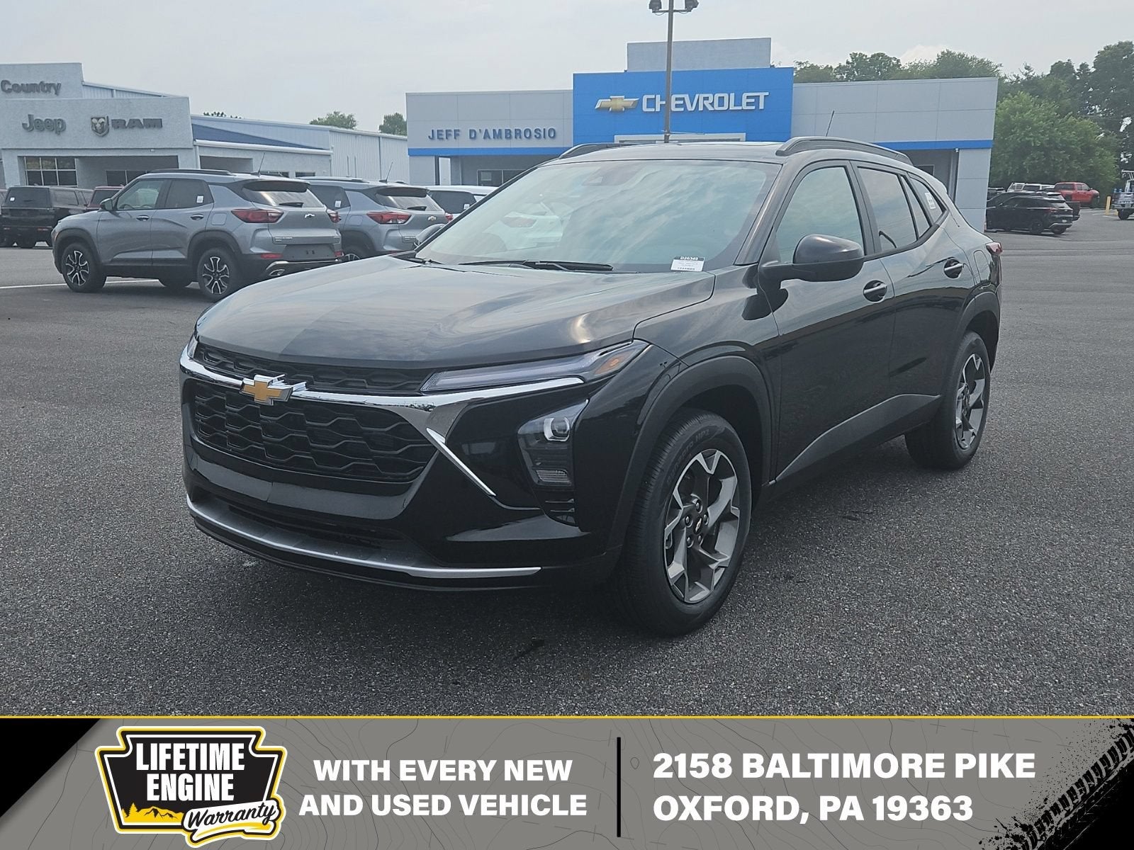 2026 Chevrolet Trax LT in Mosaic Black Metallic — front three-quarter view
