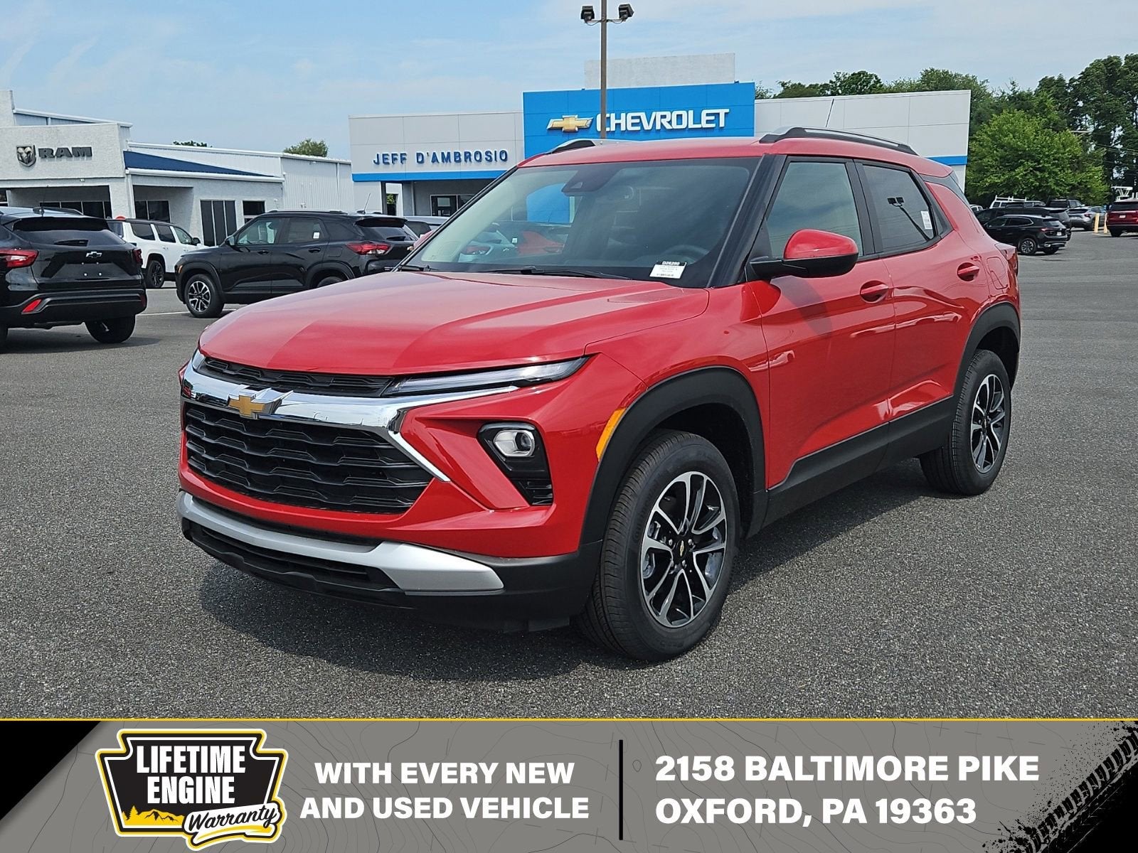 2026 Chevrolet Trailblazer LT in Apex Red — front three-quarter view